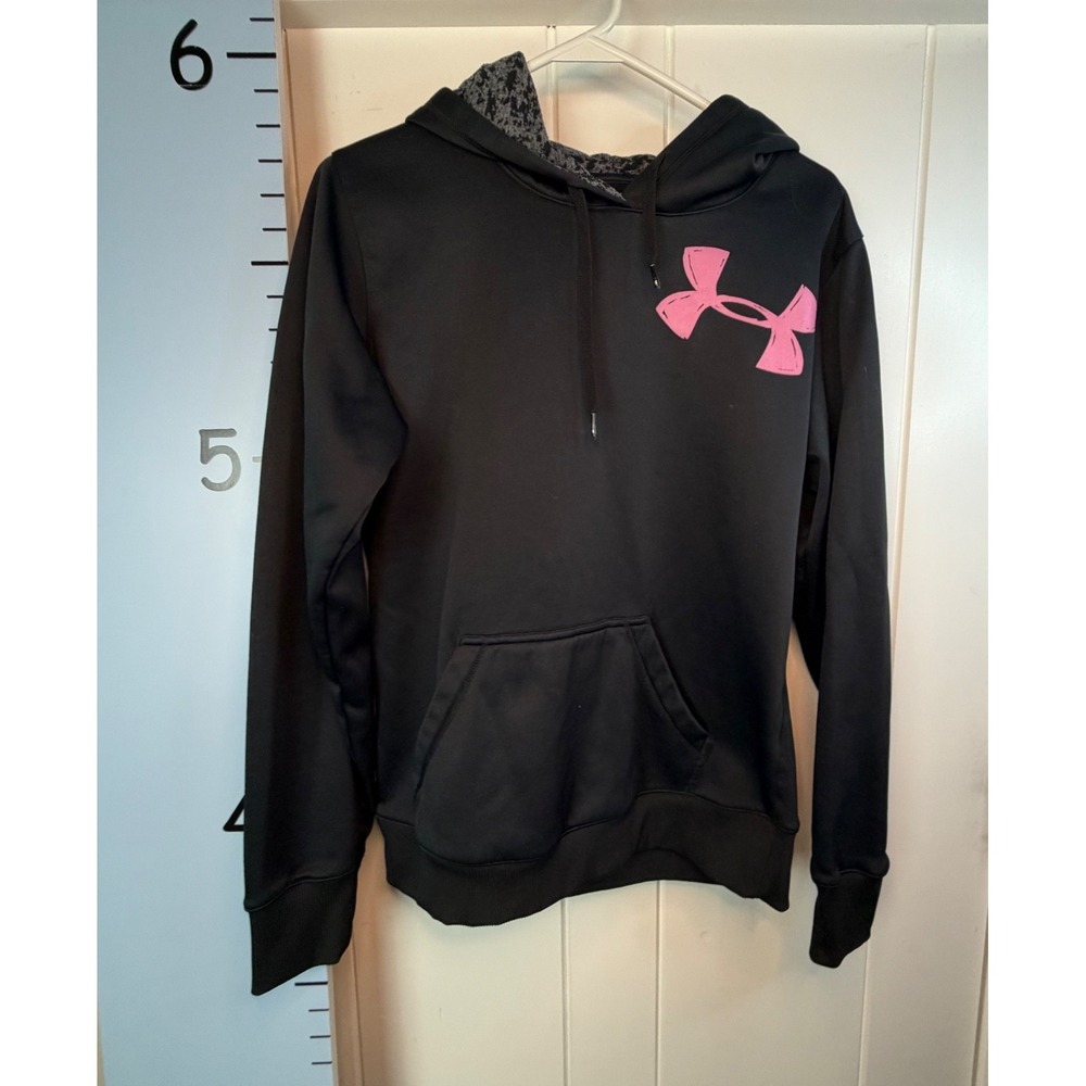 Under Armour Men's Black‎ Hoodie Pink Logo Size Medium